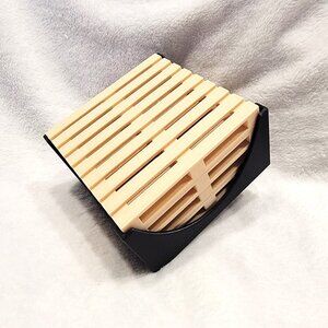 Pallet Coasters set of 4 w/holder